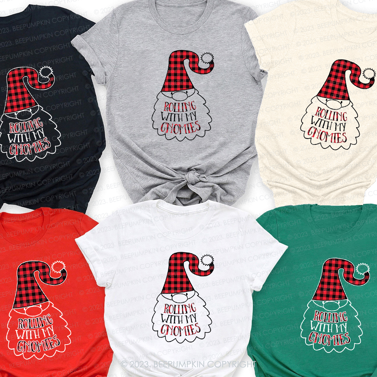 Christmas Gnomes Family Shirts - Rolling With My Gnomies