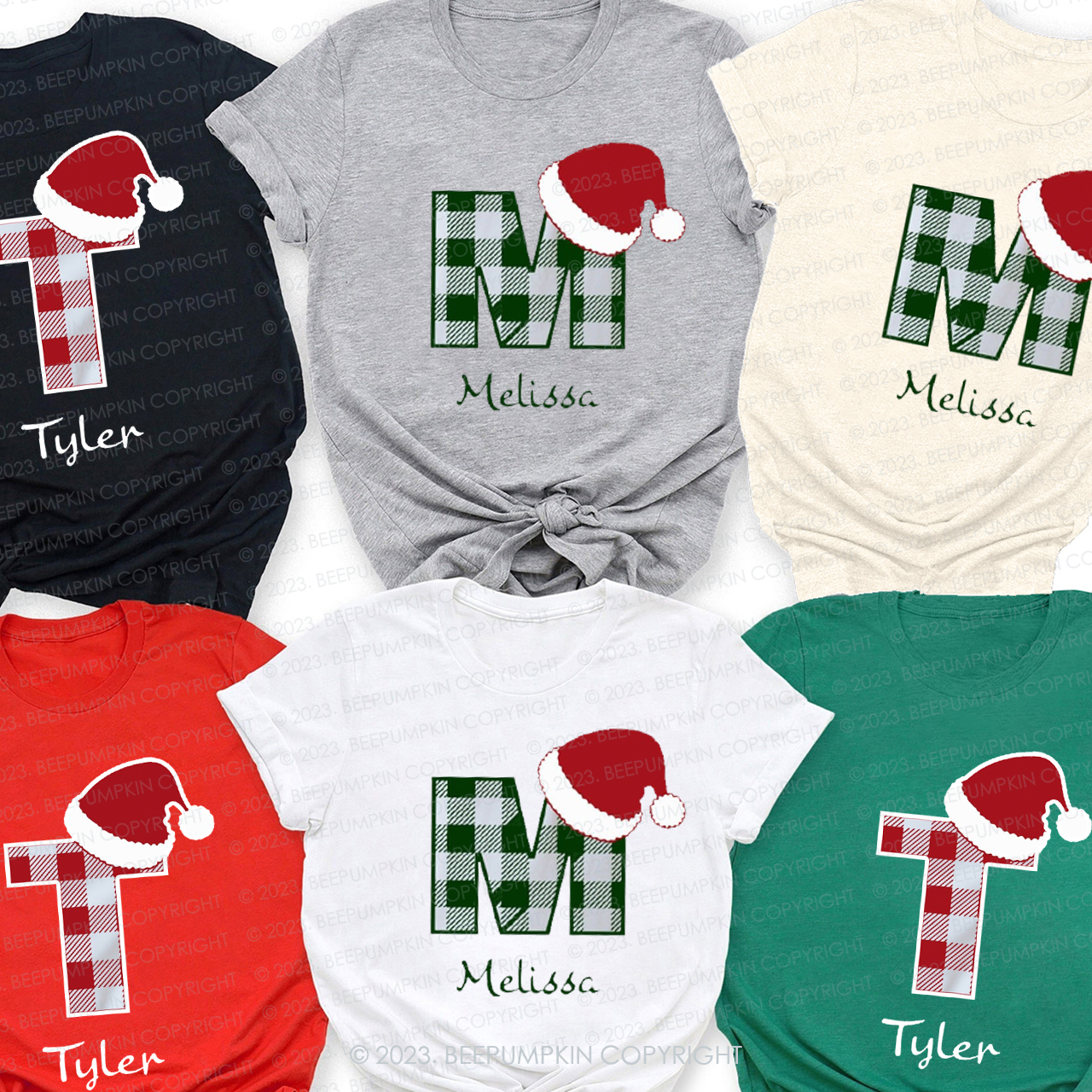 Personalized Monogrammed Plaid Christmas Family Shirts