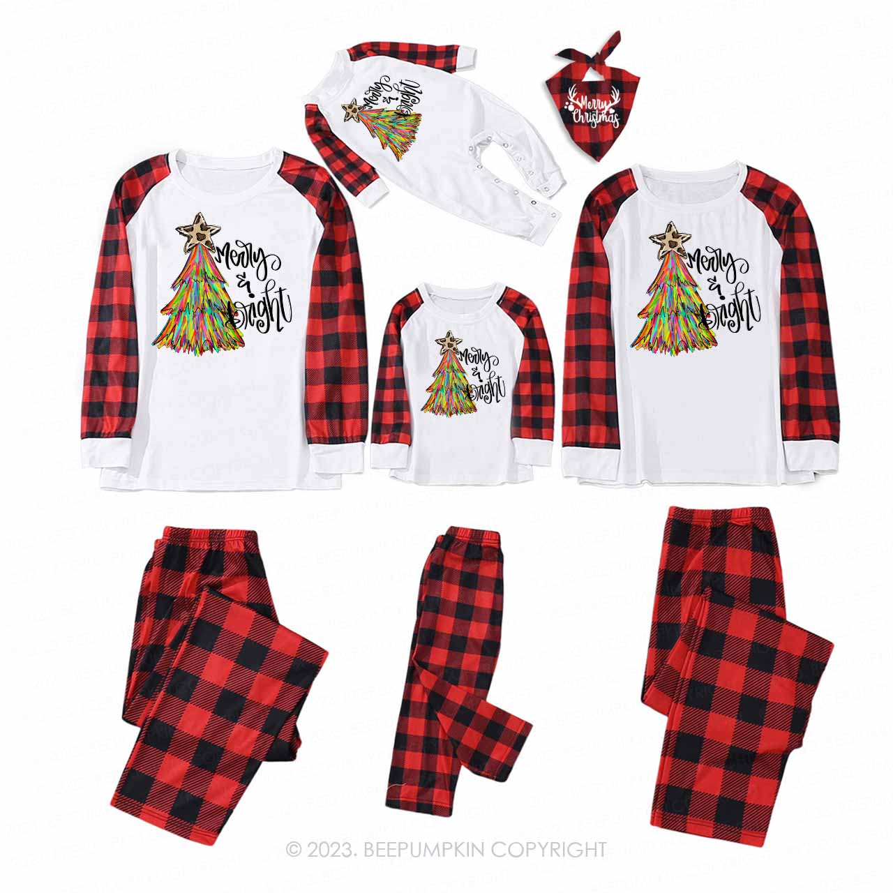 Merry And Bright Christmas Tree Matching Family Pajamas Beepumpkin
