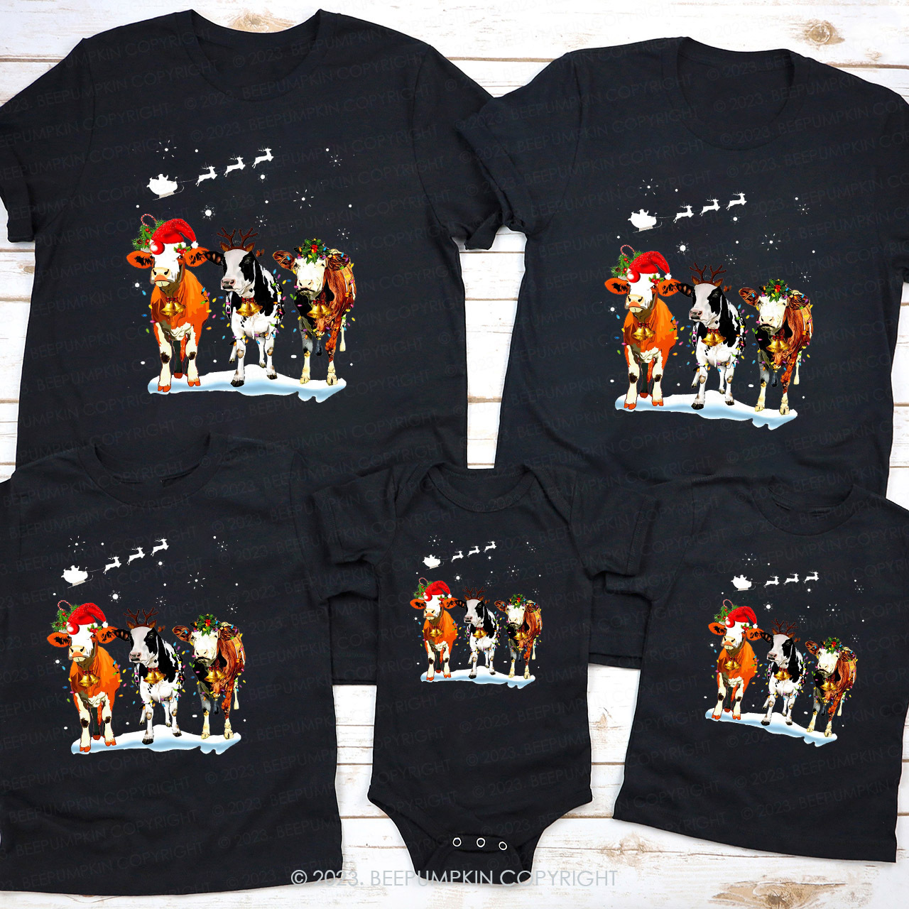 Cute Cow Christmas Family Matching Shirts Beepumpkin