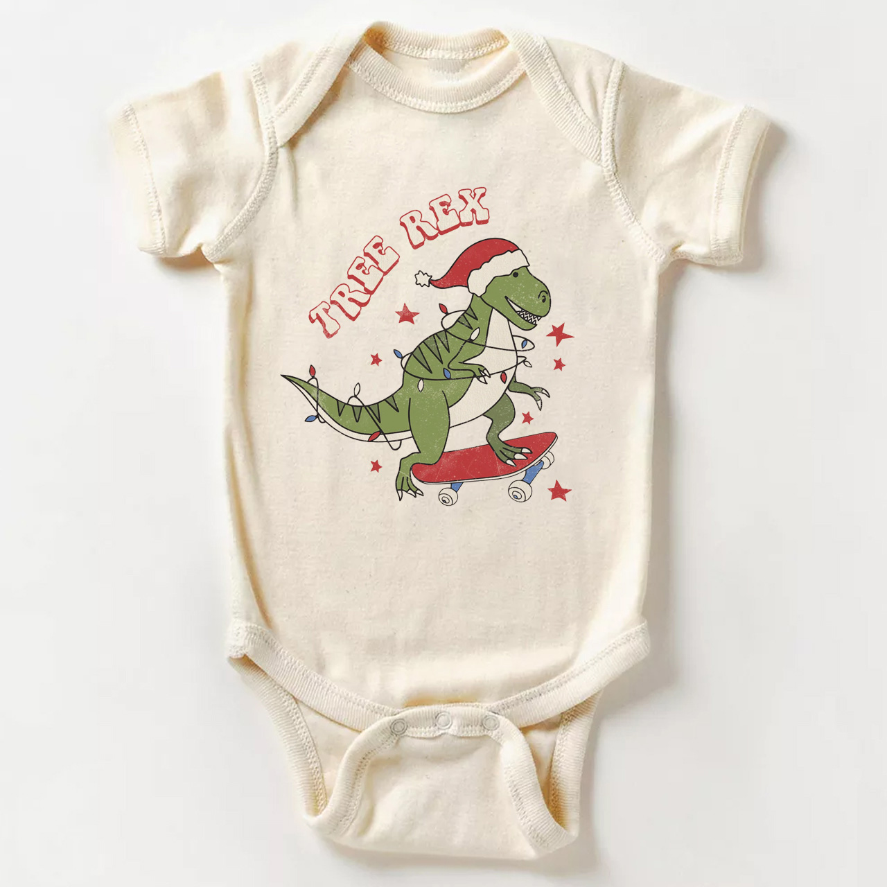 Tree Rex Retro Baby Christmas Bodysuit