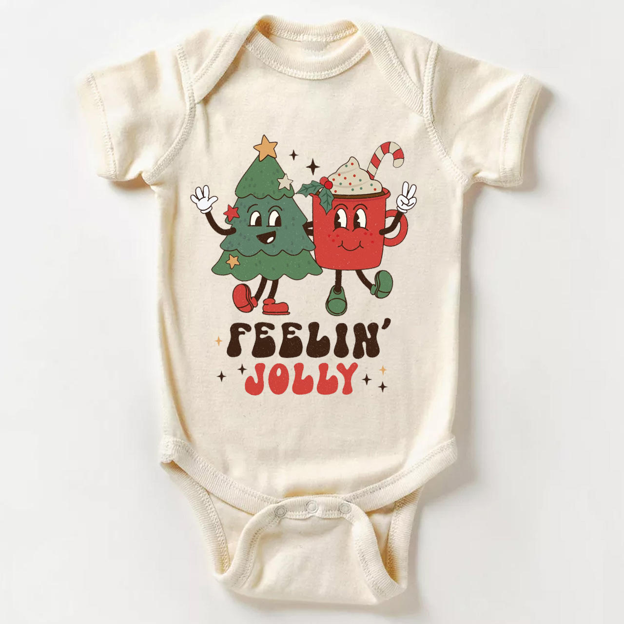 Feelin Jolly Christmas Natural Bodysuit For Baby Beepumpkin