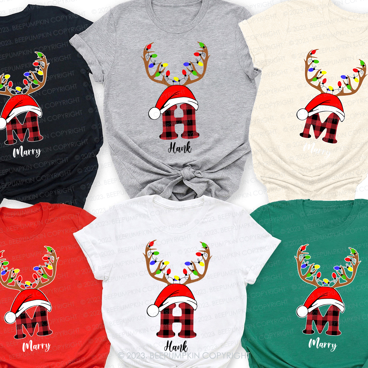 Personalized Buffalo Plaid Monogrammed Christmas Shirts Beepumpkin