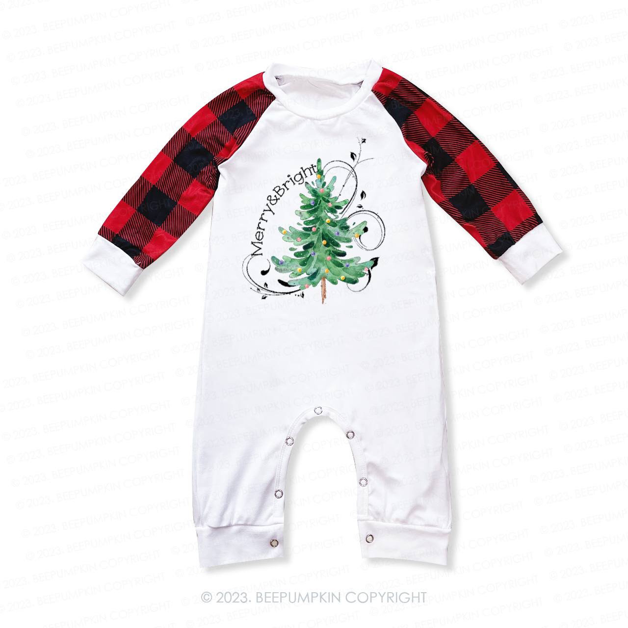 Merry and Bright Christmas Holiday Tree Family Matching Pajamas Beepumpkin