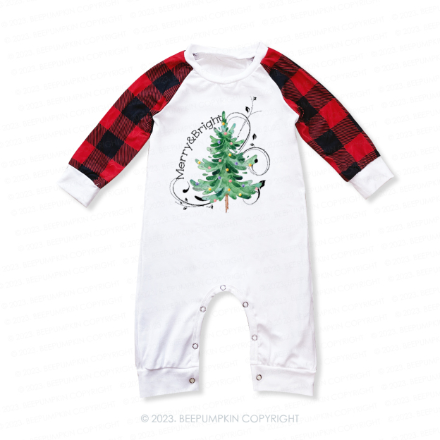 Merry and Bright Christmas Holiday Tree Family Matching Pajamas Beepumpkin