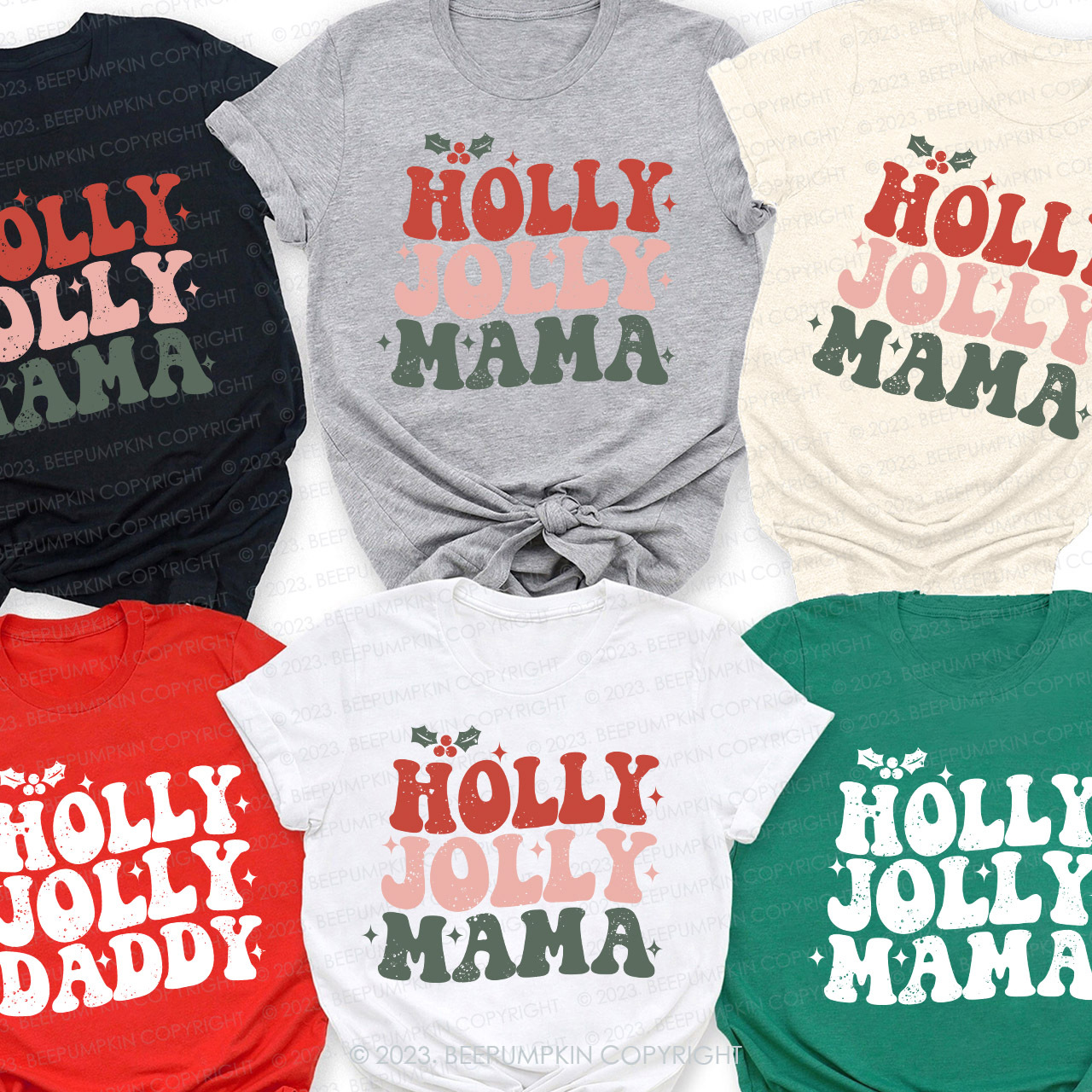 Christmas Hello Jolly Family Matching Shirts Beepumpkin