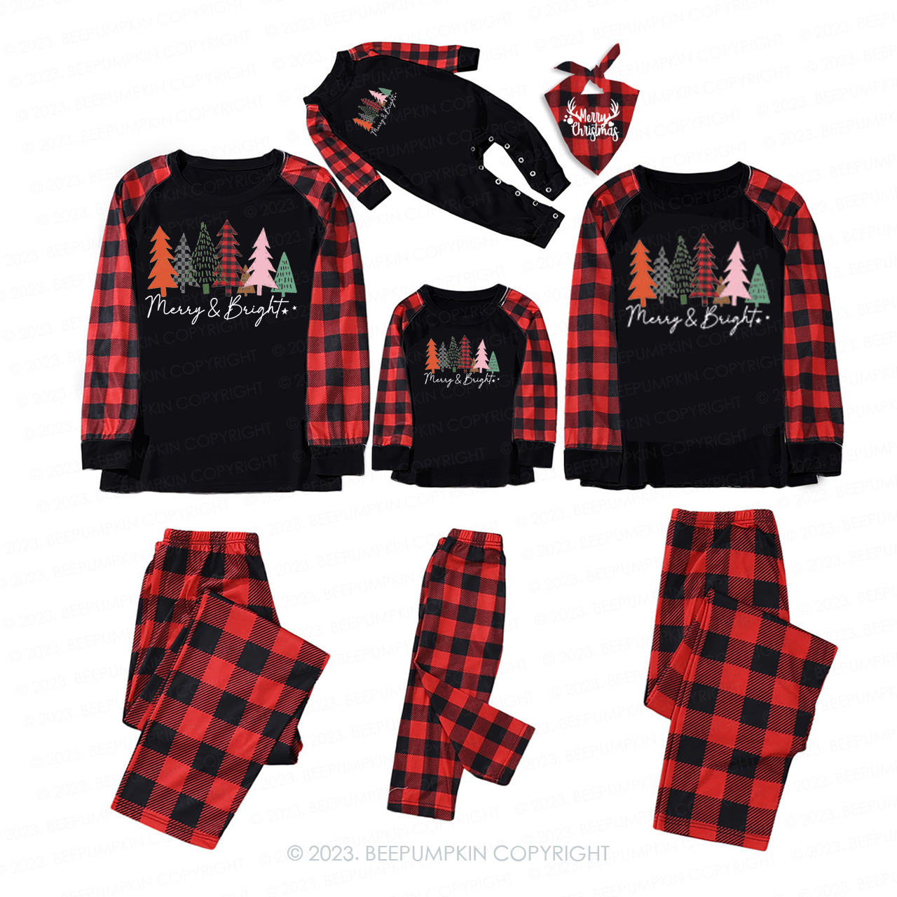 Christmas Merry and Bright Family Matching Pajamas Beepumpkin Sale-Beepumpkin™