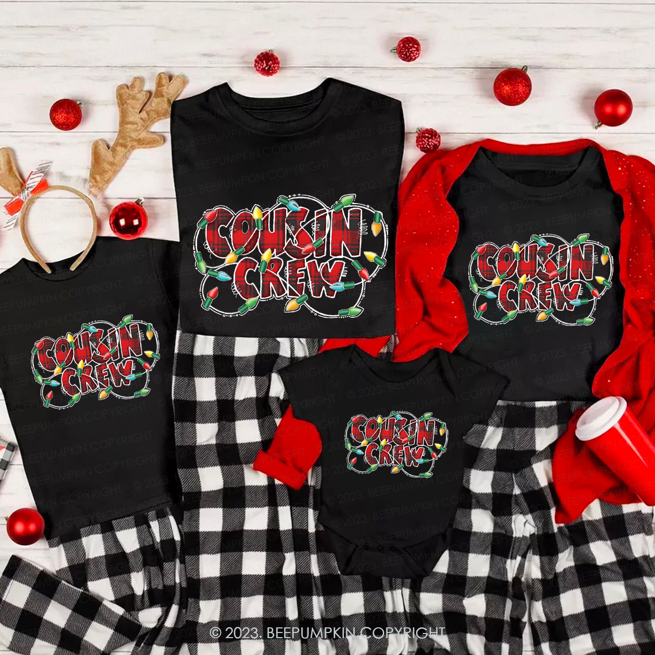 Santa Hat Cousin Crew Christmas Family Shirts Beepumpkin