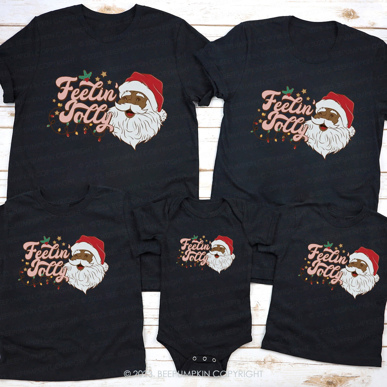 Retro Santa Feeling Jolly Family Matching Christmas Shirts Beepumpkin