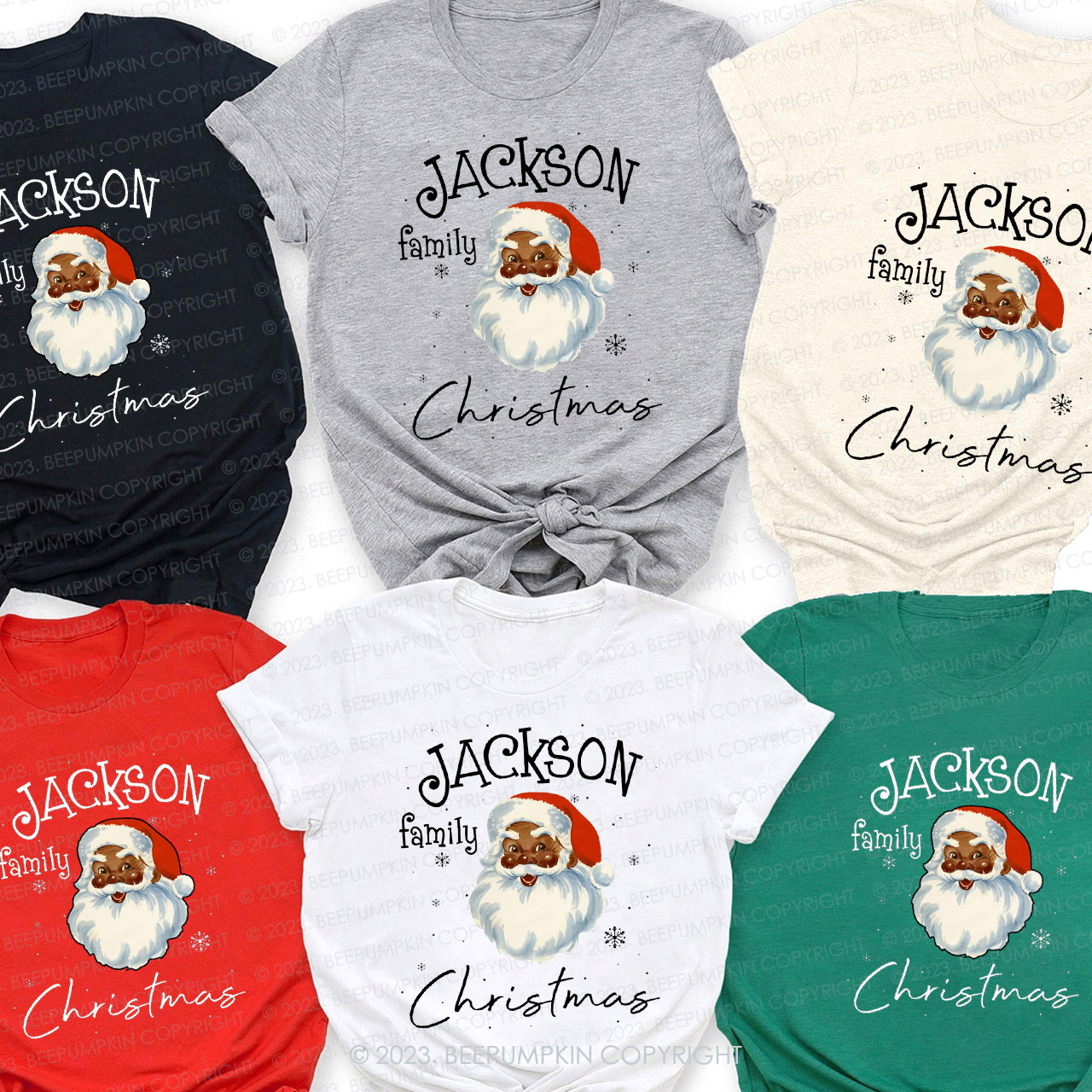 Custom Family Name Santa Holiday Tees Beepumpkin