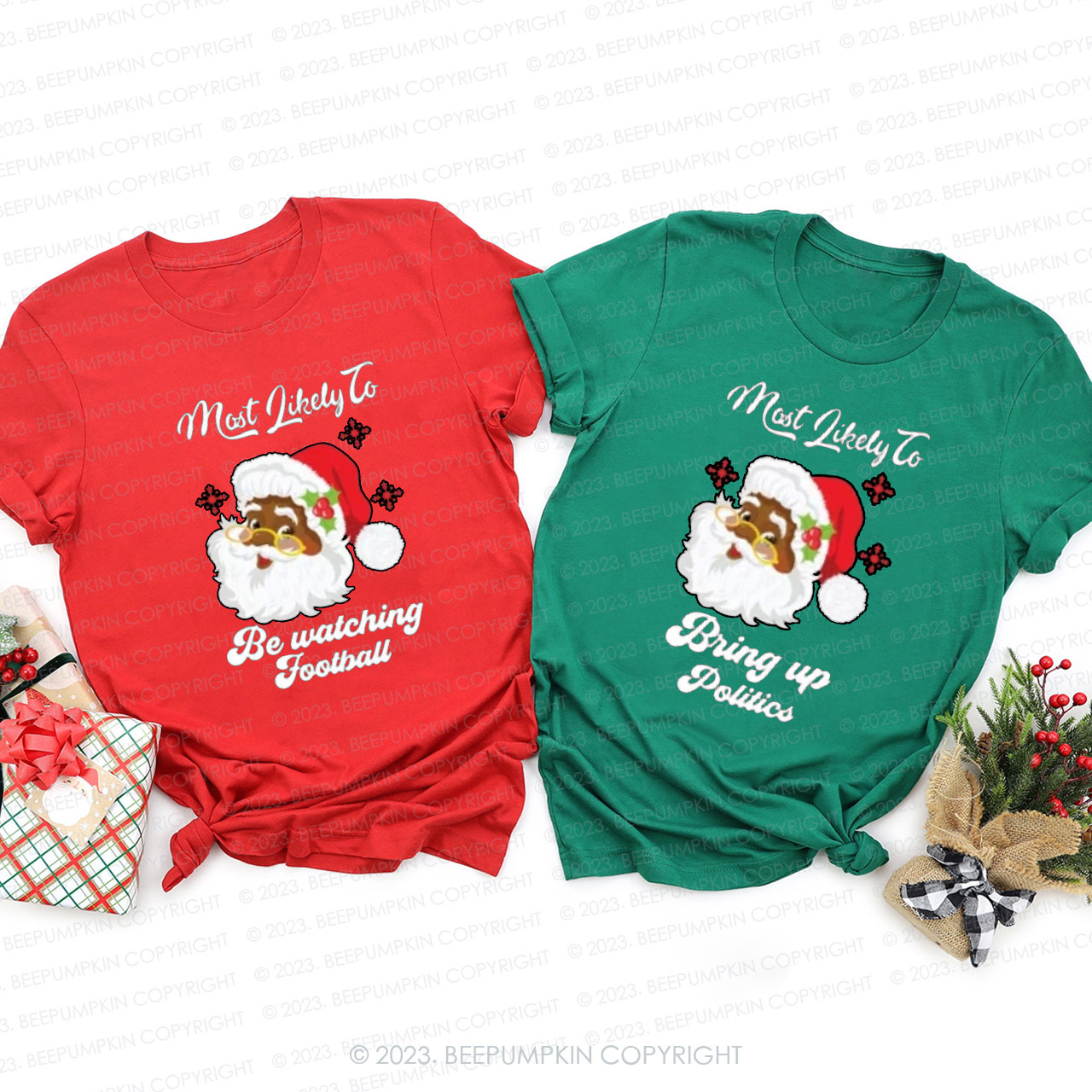 Personalized Cute Santa Family Christmas Shirts Beepumpkin