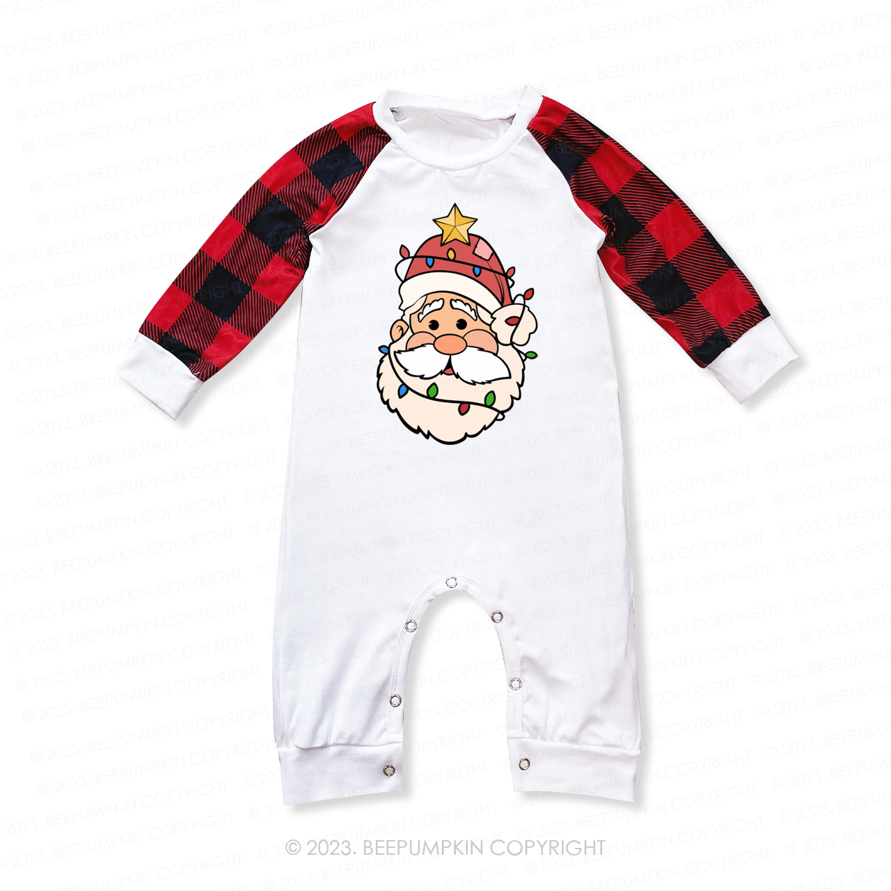Santa Claus Decorated With Lights Family Matching Pajamas Beepumpkin