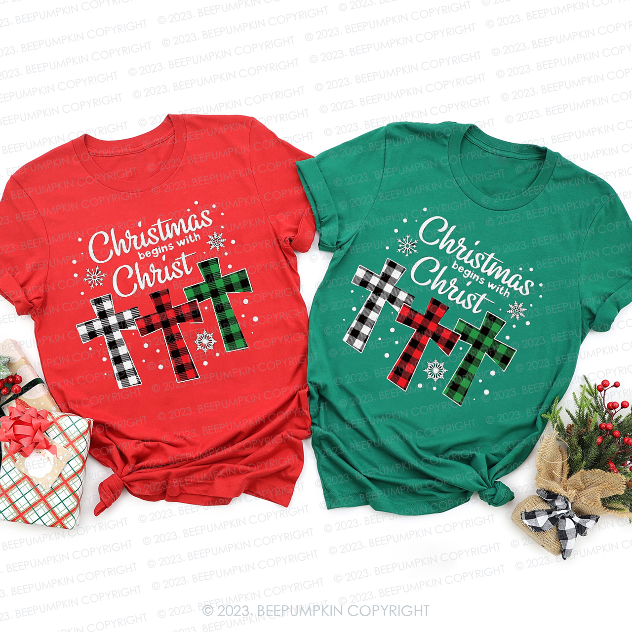 Buffalo Plaid Christian Jesus Family Shirts Beepumpkin