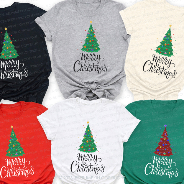 Merry Christmas Tree Christmas T-Shirt For Family Beepumpkin