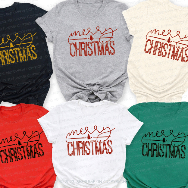 Christmas Simple Drawing T-Shirt For Family Beepumpkin