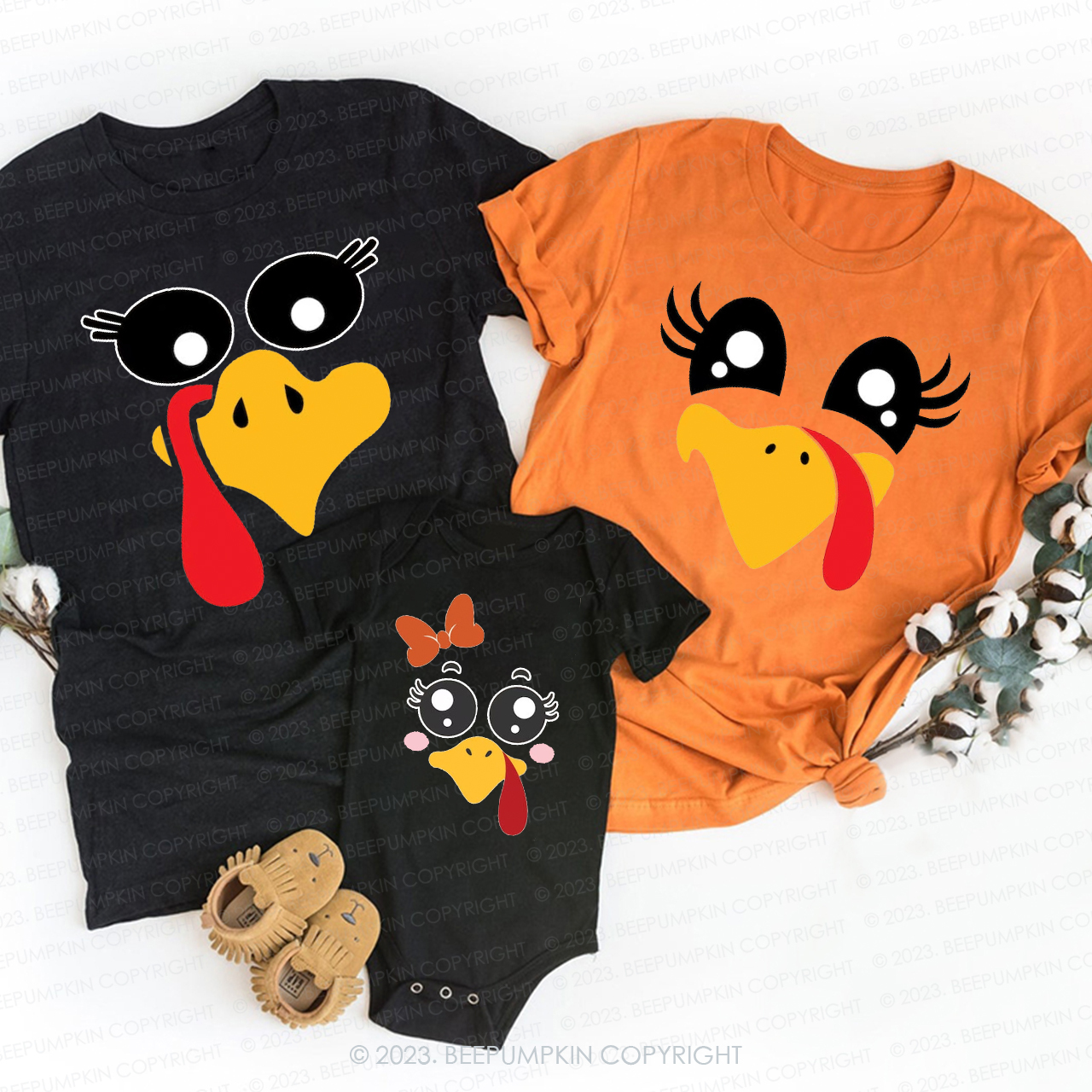 Turkey Face Fall Matching Family Shirts Beepumpkin