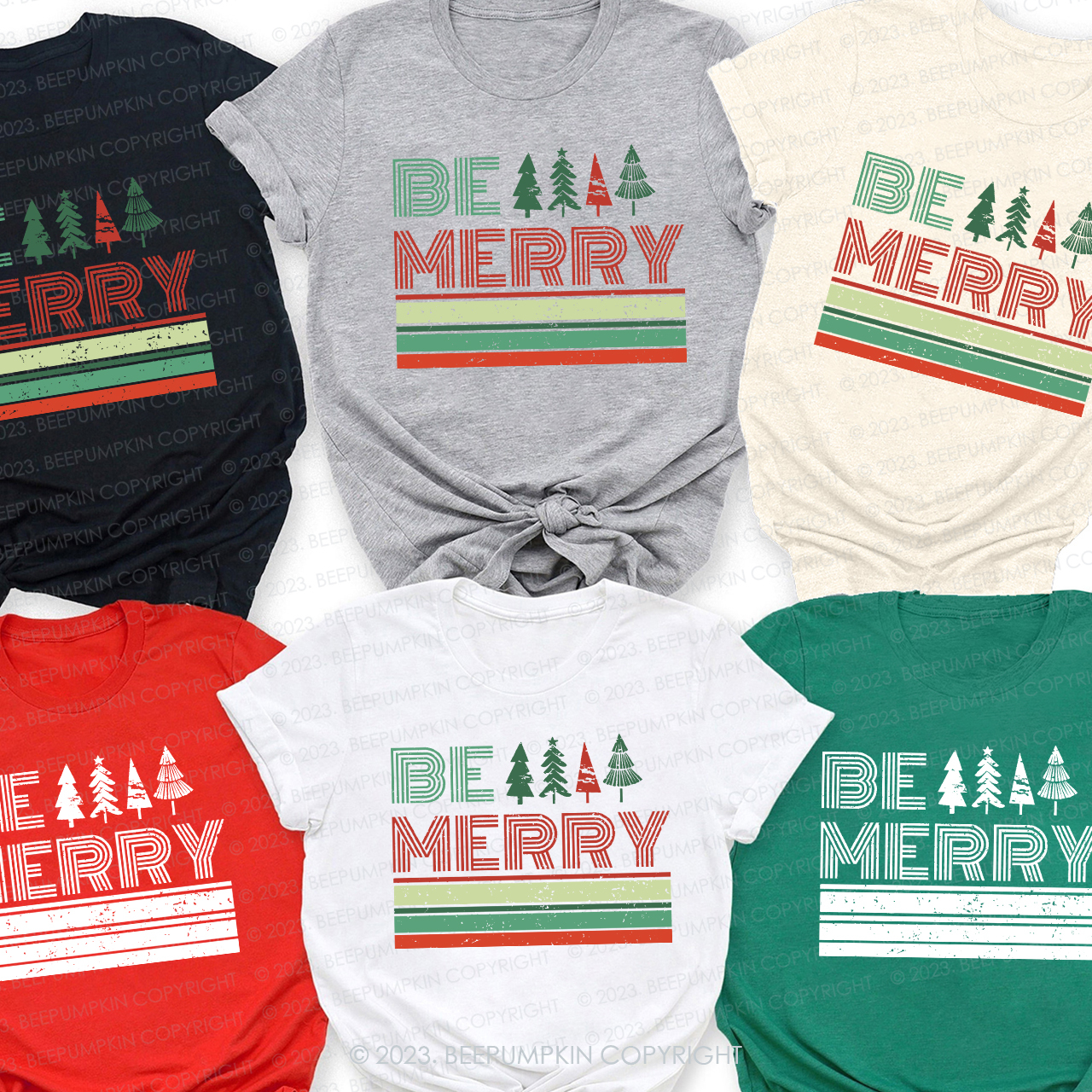 Vintage Be Merry Holiday Shirt For Family Beepumpkin