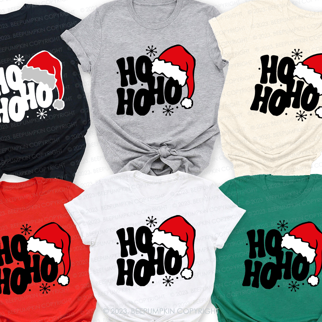 Retro Merry Christmas Ho Ho Ho Matching Tees For Family Beepumpkin