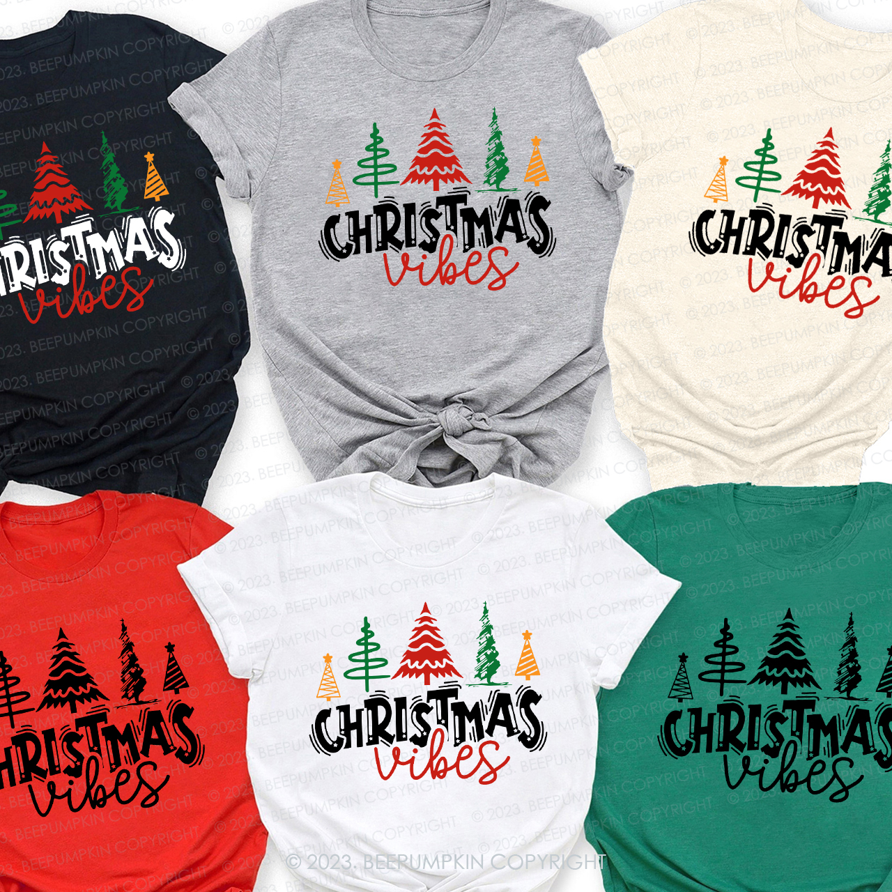 Christmas Vibes Forest Matching Tees For Family Beepumpkin