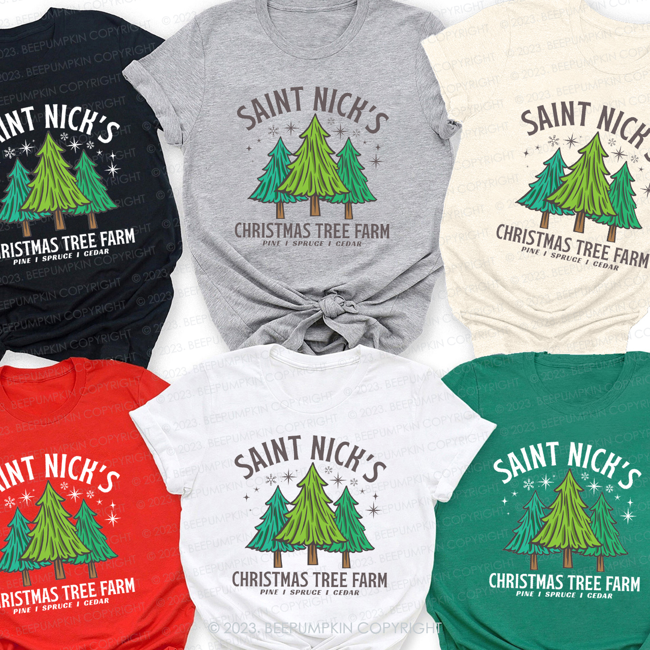 Saint Nick‘s Christmas Tree Farm Matching Tees For Family Beepumpkin