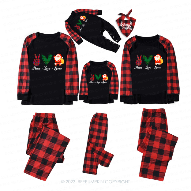 Christmas Peace Love and Santa  Matching Pajamas For Family Beepumpkin
