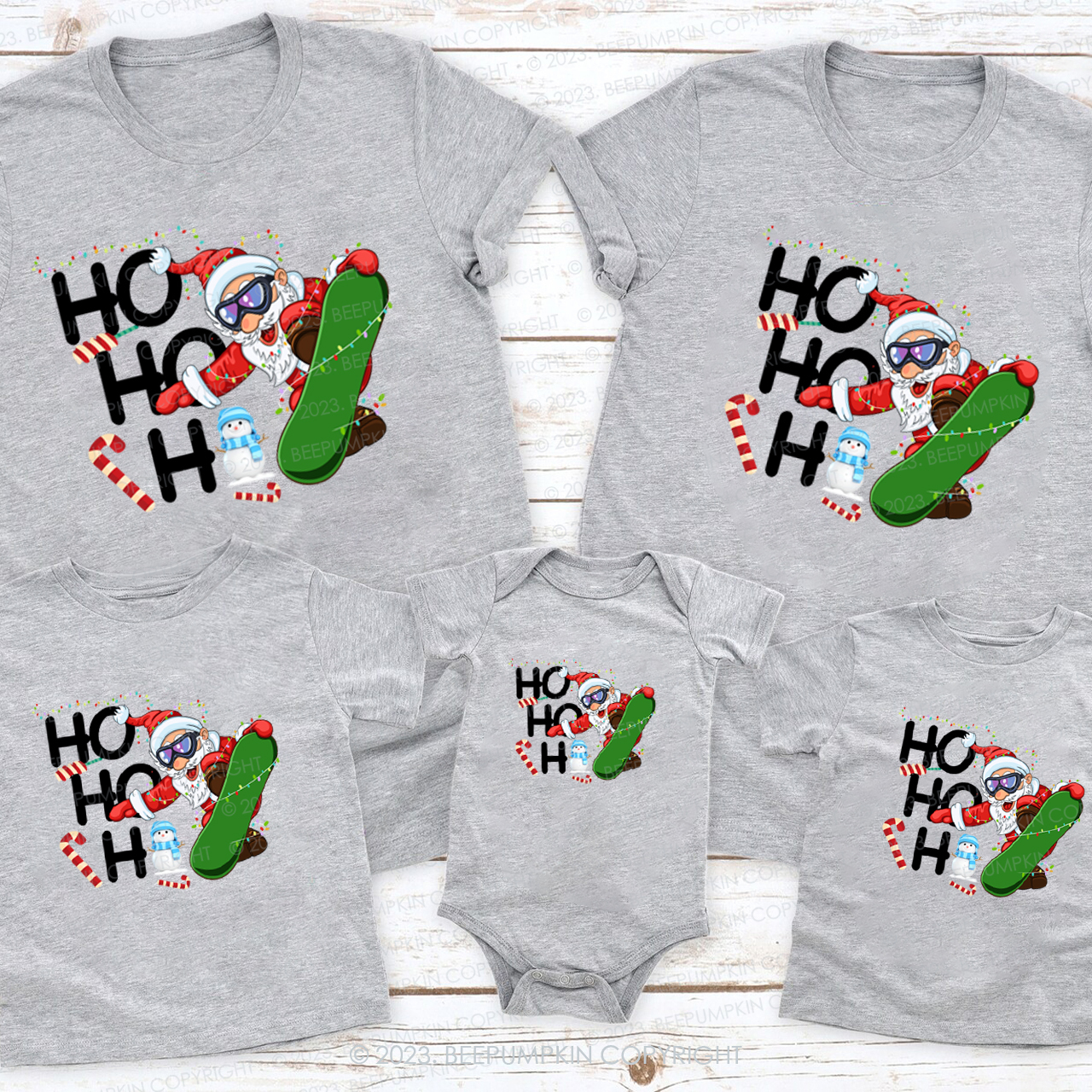 Hohoh Santa Claus Skiing Matching Tees For Family Beepumpkin