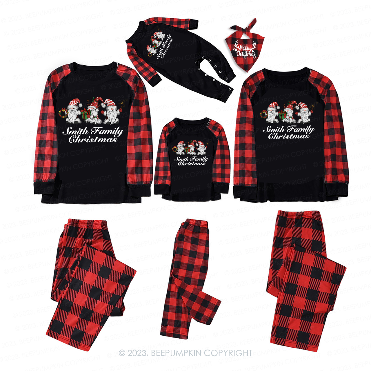 Personalized Christmas Customized Family Names Matching Pajamas Beepumpkin