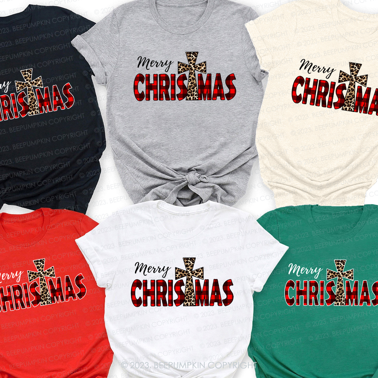 Merry Christmas Jesus Cross Family Matching Tees Beepumpkin