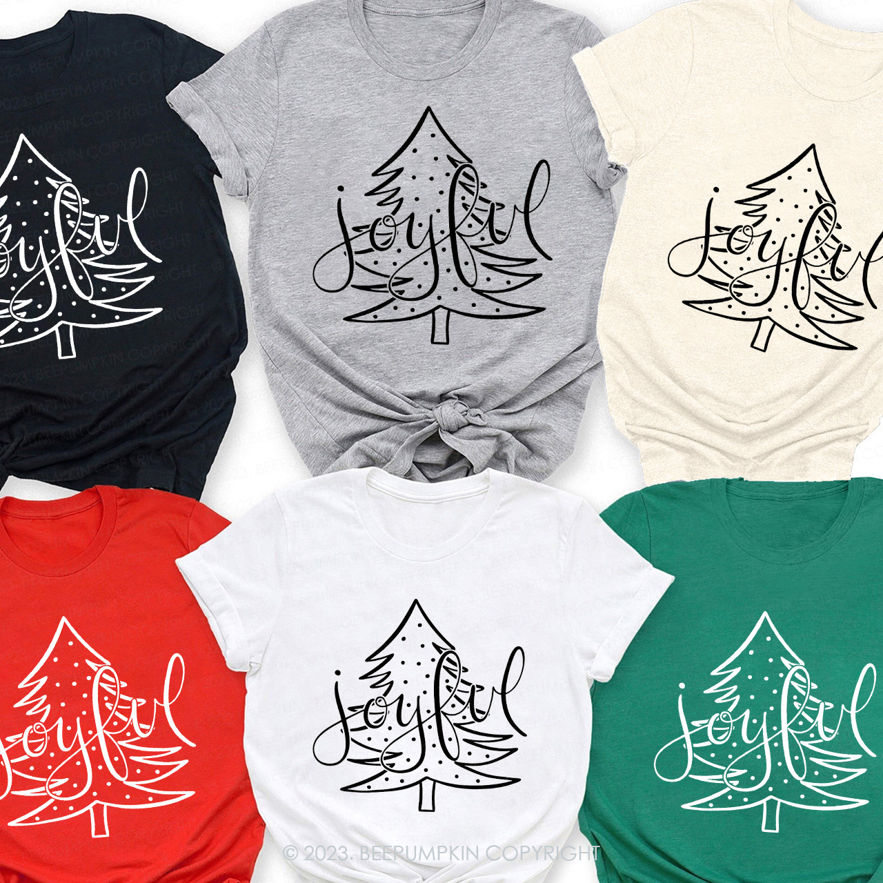 Merry And Bright Joyful Family Matching Tees Beepumpkin