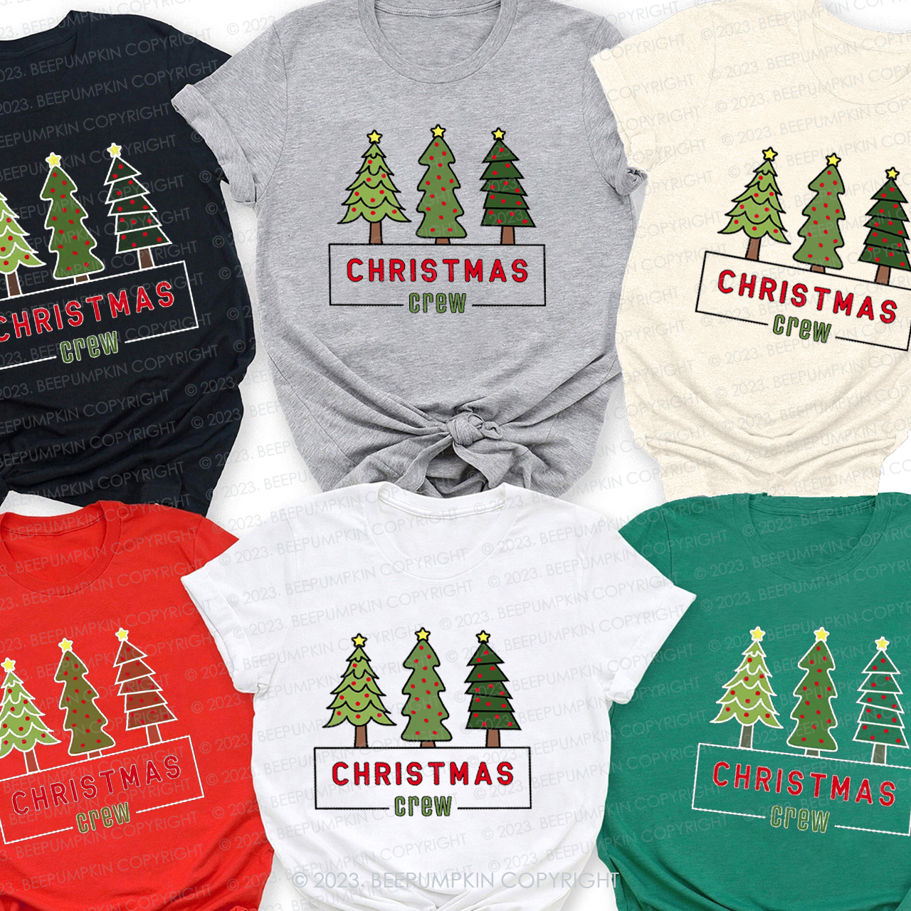 Three Christmas Trees Family HolidayMatching Tees Beepumpkin
