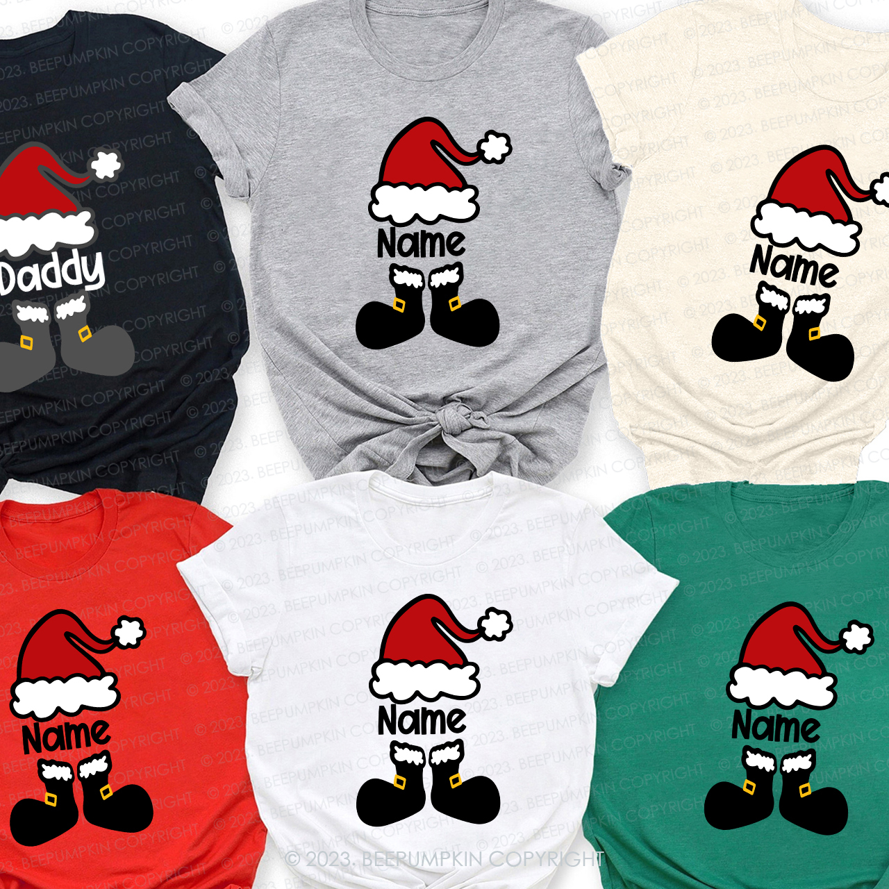 Personalized Funny Santa Hat Family Shirts Beepumpkin