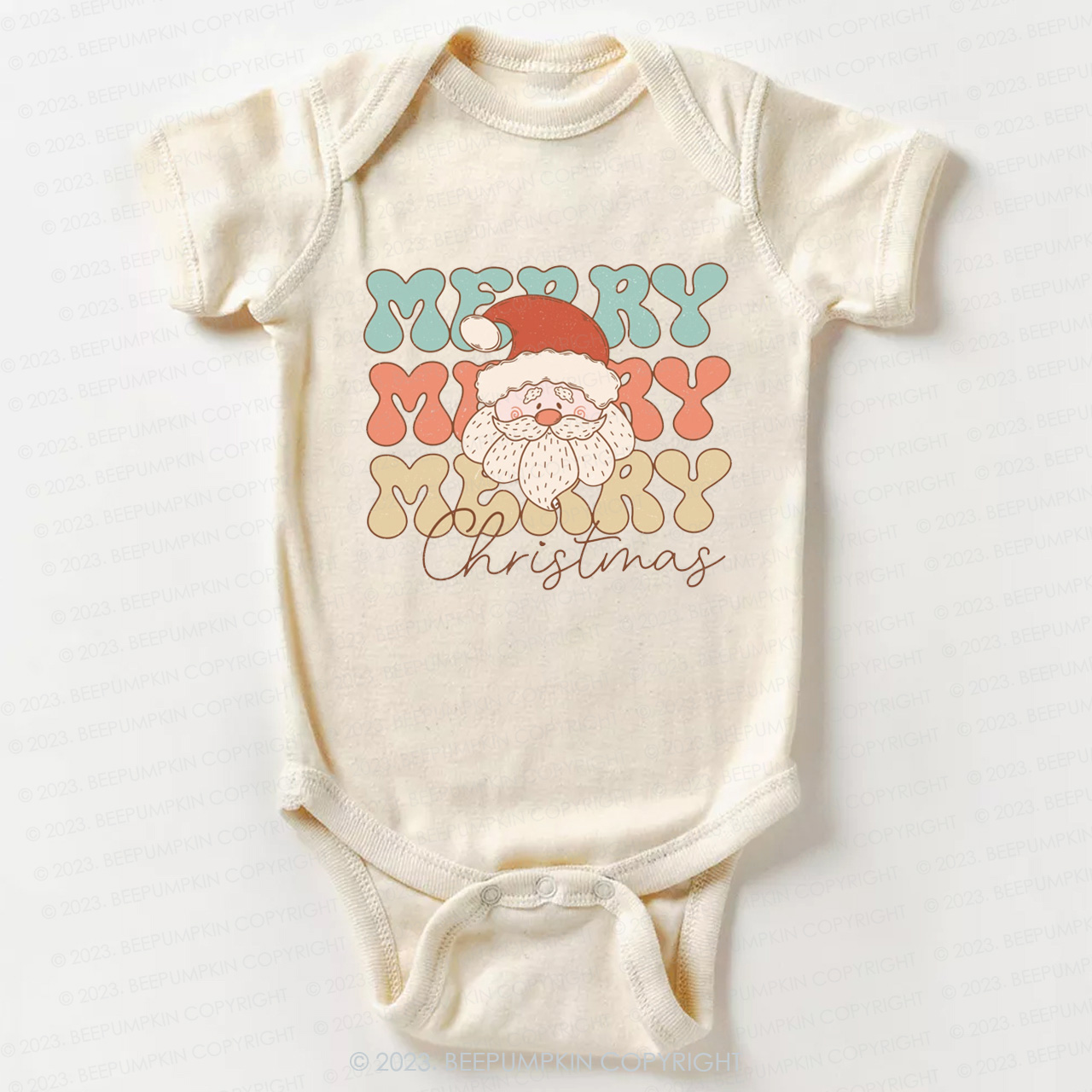 Merry Christmas Retro Santa Bodysuit For Baby Beepumpkin