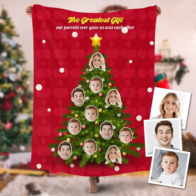 Personalized Greatest Christmas Family Tree Gift Blanket