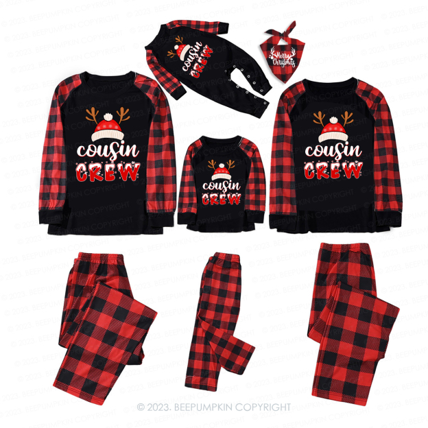 Cousin Crew Cute Christmas Antler Hat Family Matching Pajamas Beepumpkin