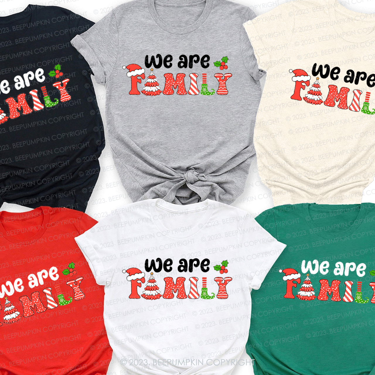 Christmas We are Family Cute Font Matching Shirts Beepumpkin