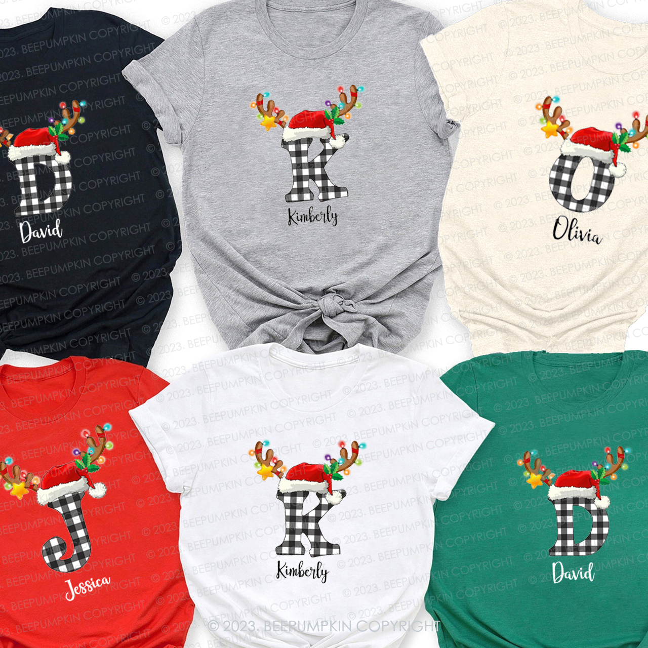 Personalized Monogrammed Christmas Family Matching Shirts Beepumpkin