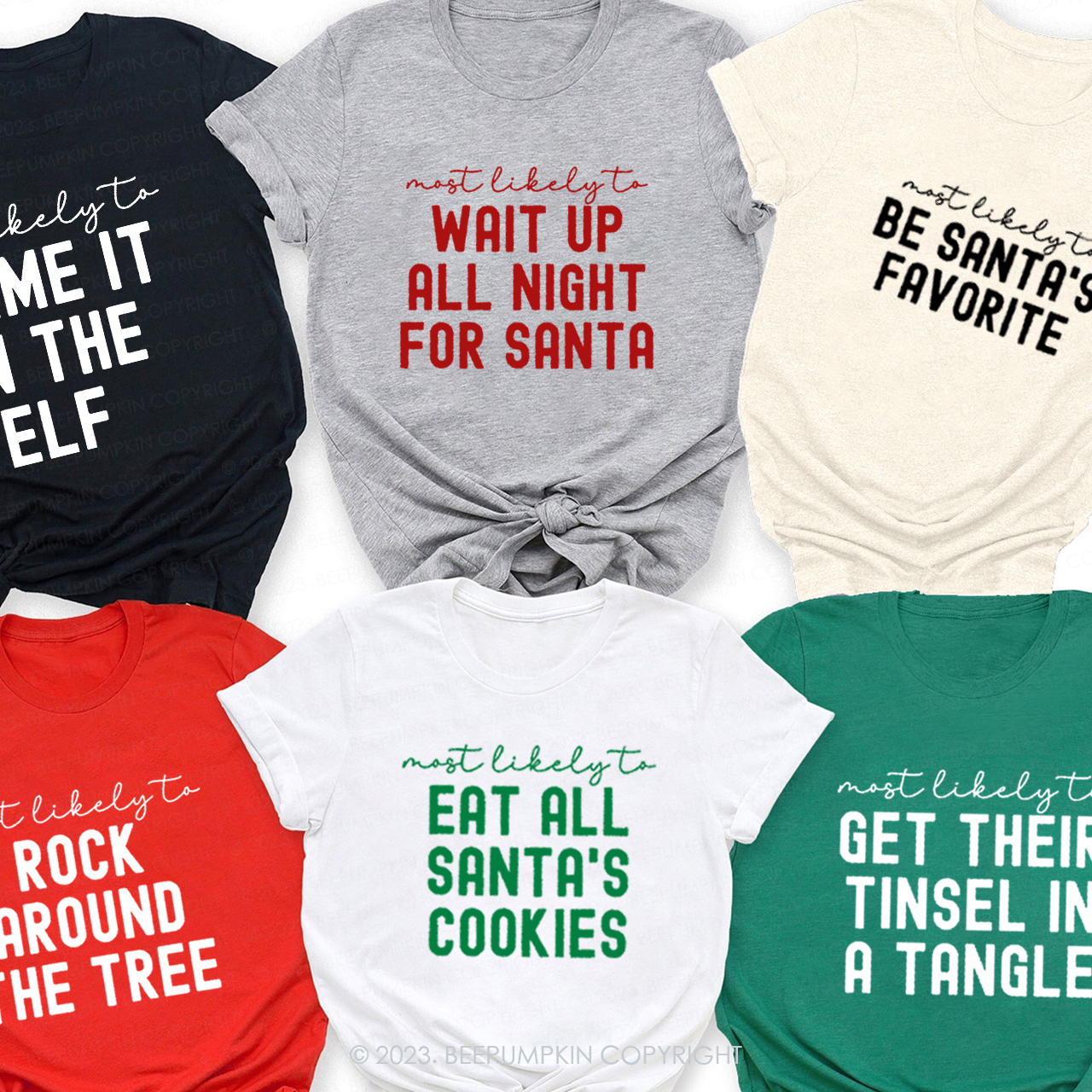 Family Christmas Shirts Most Likely To Funny Party T-shirts Beepumpkin