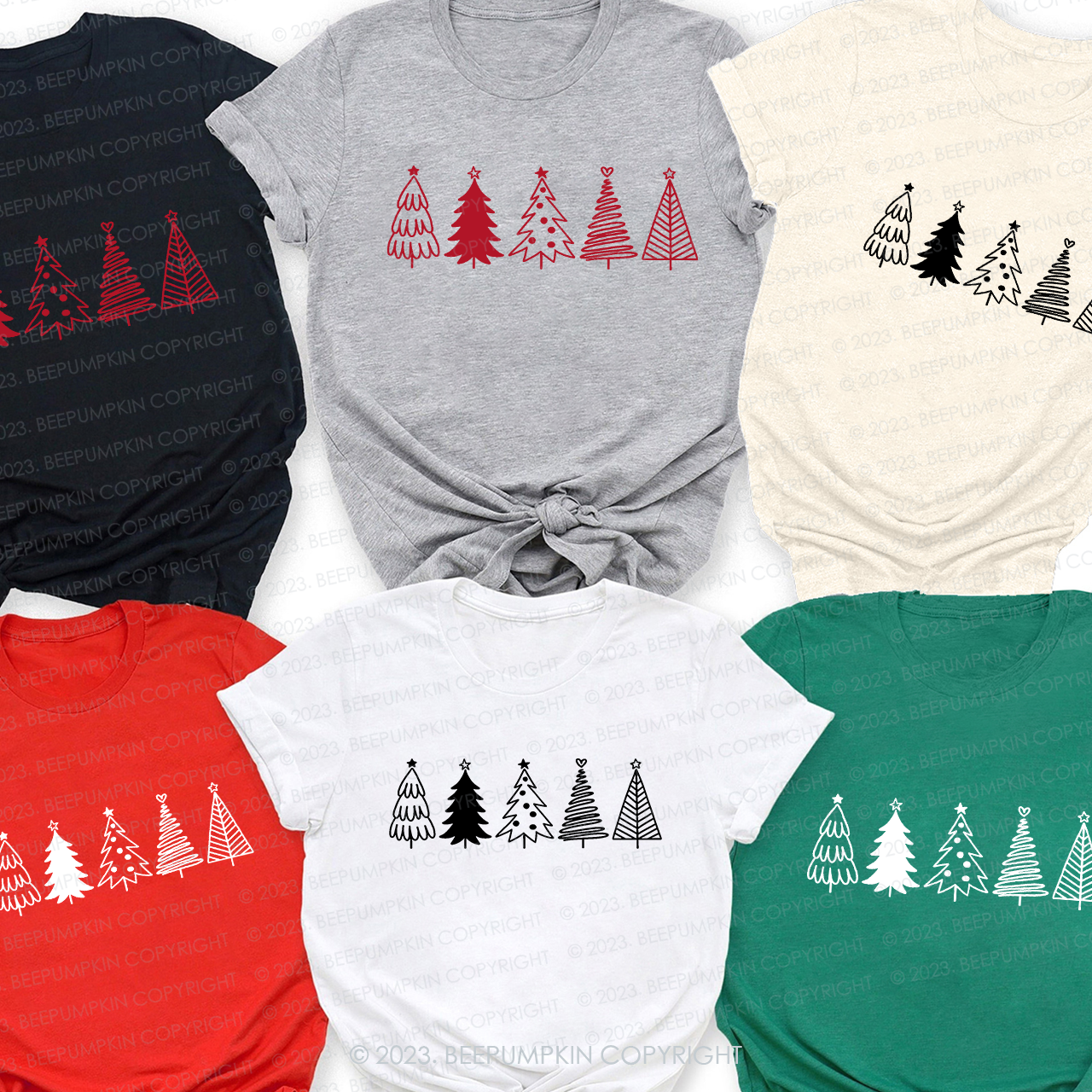 Merry Christmas Tree With Family Matching Tees Beepumpkin