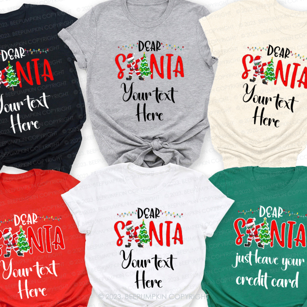 Personalized Crazy Dear Santa Christmas Family Matching Tees Beepumpkin