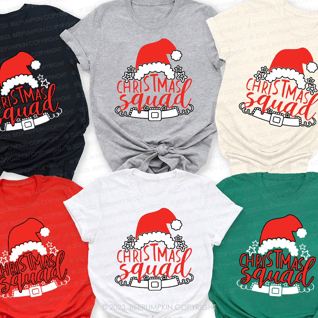 Happy Christmas Squad Family Matching Tees Beepumpkin
