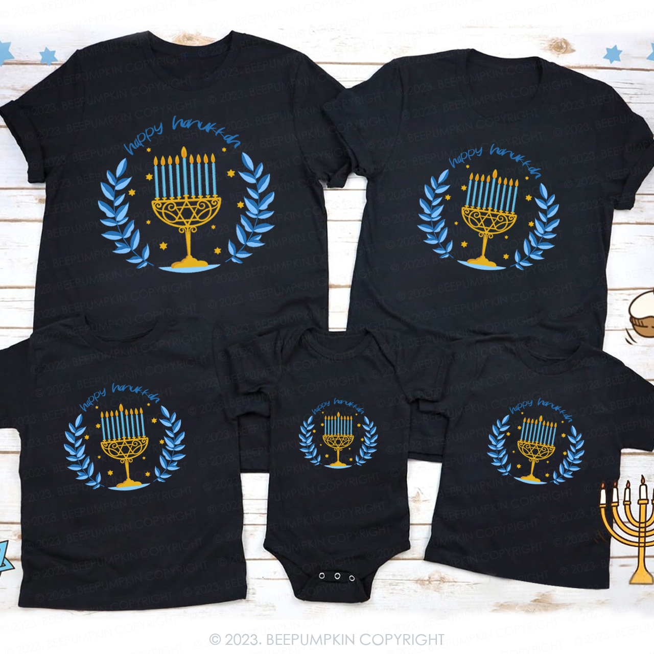 Olive Branch Symbolizes Peace For Hanukkah Family T-Shirts Beepumpkin 