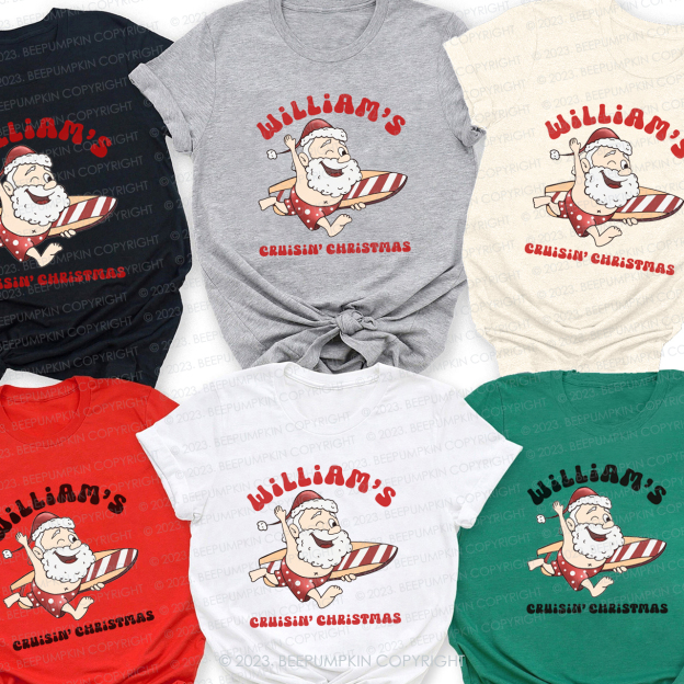 Santa Claus Surfing On the Beach Family Matching Tees Beepumpkin
