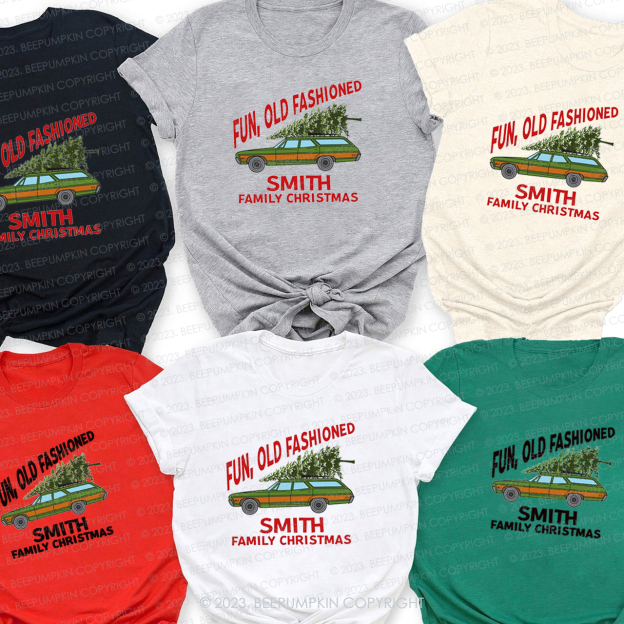 Custom Truck Tree Fun Old Fashioned Family Christmas Shirt