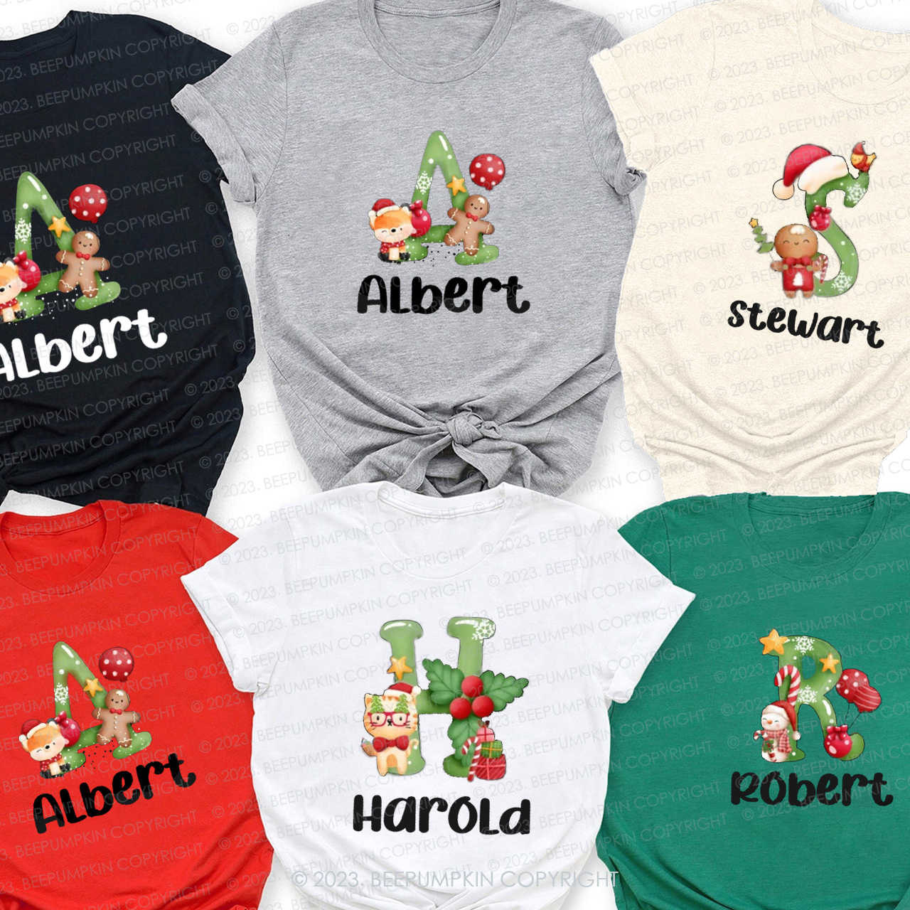 Personalized Happy Life of Cute Christmas Dolls Family T-Shirt