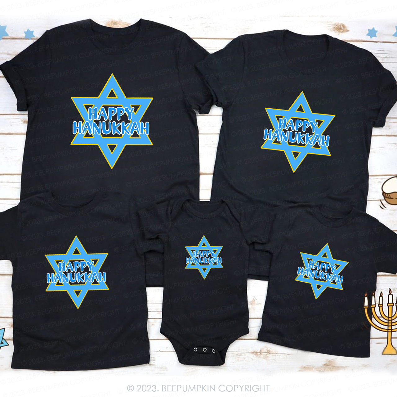 Happy Hanukkah Family T-Shirts Beepumpkin