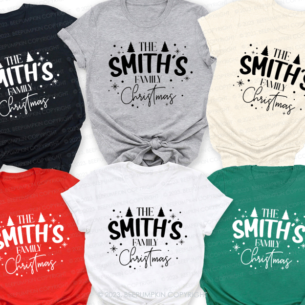 Personalized Custom Family Name Christmas Matching Shirts