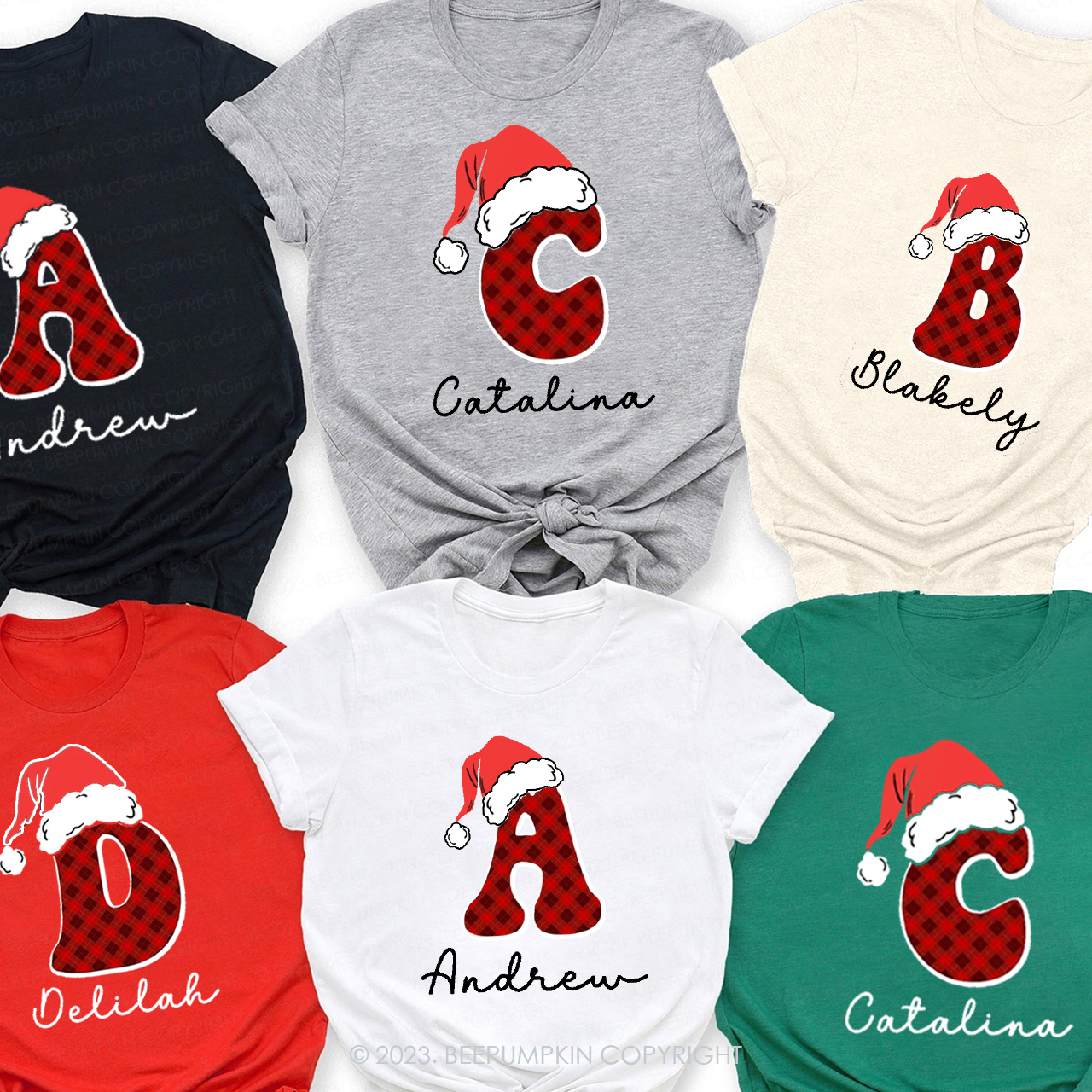 Personalized Monogrammed Christmas Family Shirt With Name