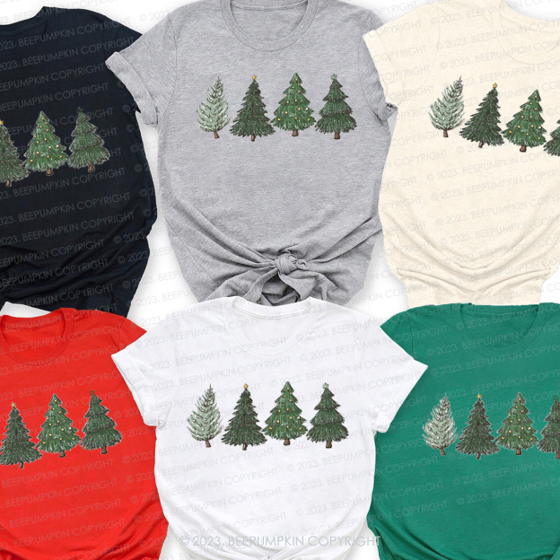 Four Christmas Tree in the Snow Holidays Matching Shirts