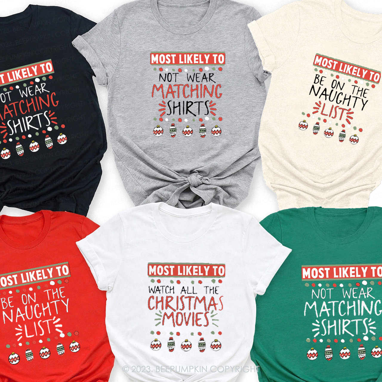 Christmas Most Likely to Under Neon Lights Matching Shirts