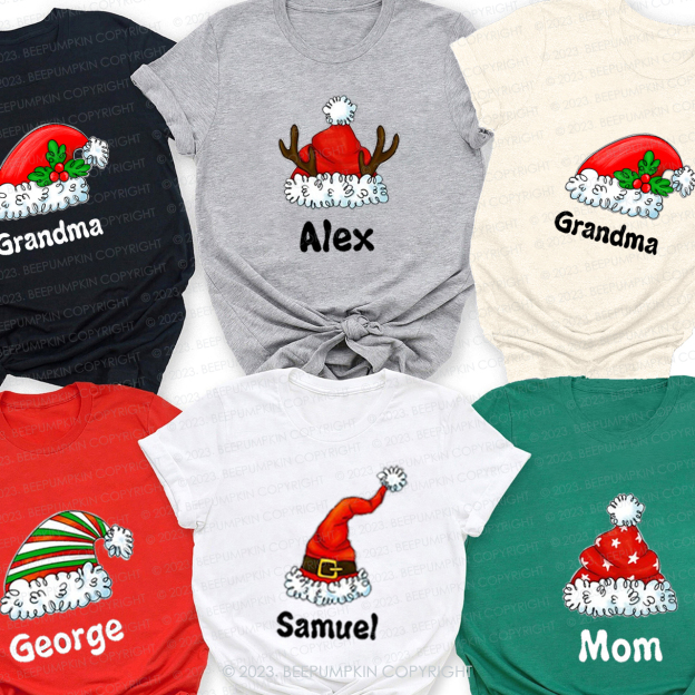 Personalized Cute Christmas Hat with Customized Name Matching Shirts